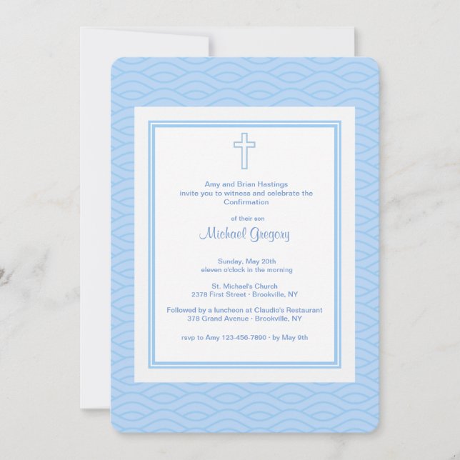 Invitación azul de ondas sobresalientes (Anverso)