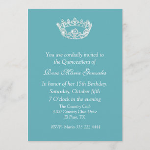 Invitación azul de Quinceañera de la corona de la