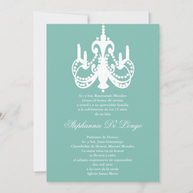 invitación azul de Quinceanera de la lámpara 5x7 (Anverso)