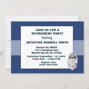 Invitación azul de retiro de detective de la polic