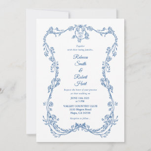 Invitación azul de toile francés 05
