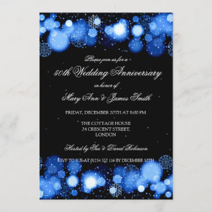 Invitación Azul del 50° aniversario Boda de invierno