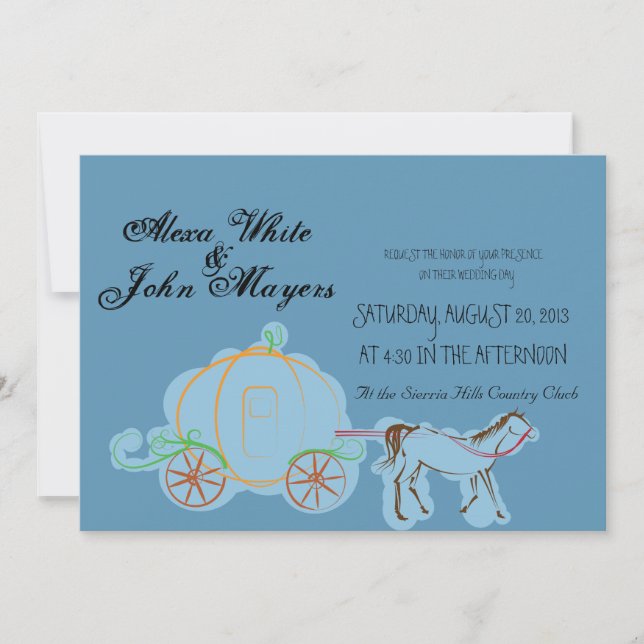 Invitación azul del boda de Cenicienta (Anverso)