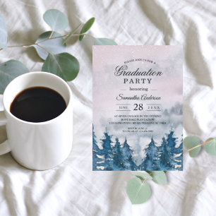 Invitación azul del bosque acuático de invierno mo