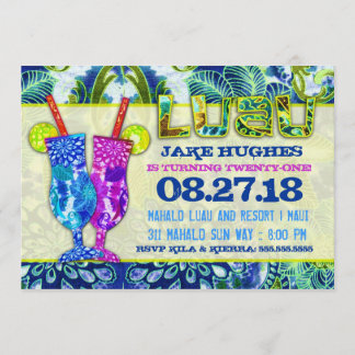 Invitación Azul del Caribe real de los cócteles hawaianos de