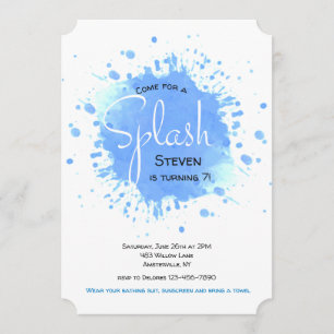 Invitación azul del chapoteo