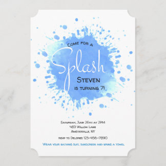 Invitación azul del chapoteo