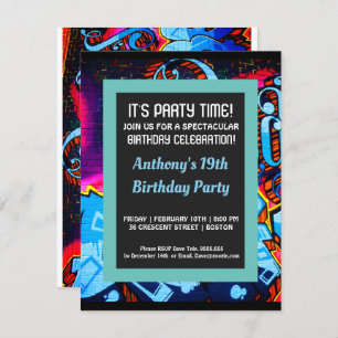 Invitación azul del cumpleaños de Abstarct de la
