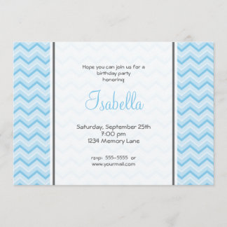 Invitación azul del cumpleaños de Chevron