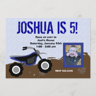 Invitación azul del cumpleaños de la bici de la