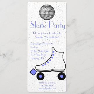Invitación azul del cumpleaños del patín de ruedas