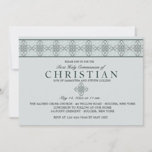 Invitación azul del Día de la Comunión