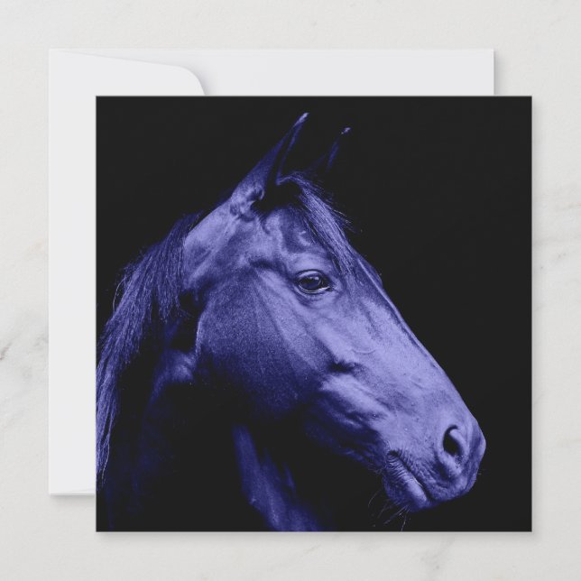 Invitación azul del diseño del caballo (Anverso)