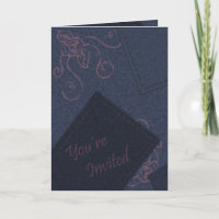 Invitación azul del dril de algodón