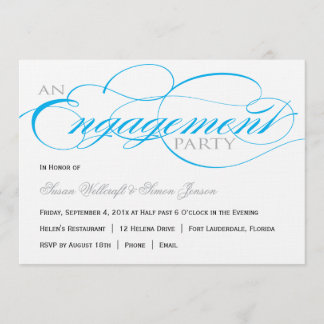Invitación azul del fiesta de compromiso de la