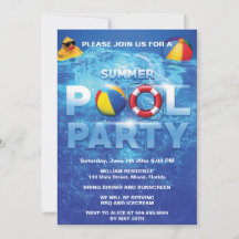 Invitación azul del Fiesta de la piscina de verano