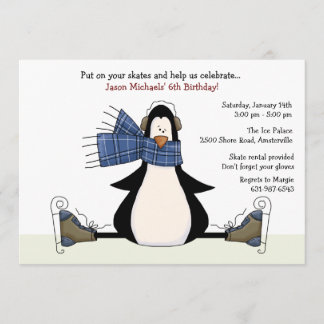 Invitación azul del Fiesta de patinaje sobre hielo