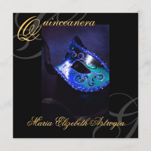 Invitación azul del fiesta de Quinceanera de la