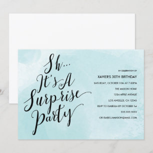Invitación azul del fiesta de sorpresa de la