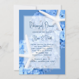 Invitación azul del jardín marino de la cena de en