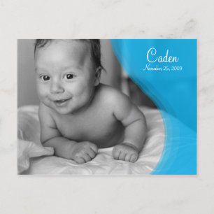 Invitación azul del nacimiento de la foto de la