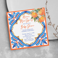 Invitación azul del naranja de la ducha principal