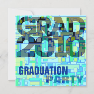 Invitación azul del niño del partido de graduación