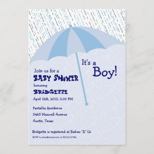Invitación azul del paraguas Baby Shower