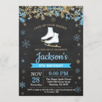 Invitación azul del patín de la fiesta de