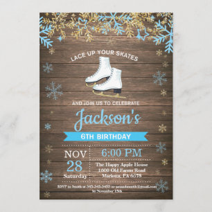 Invitación azul del patín de la fiesta de
