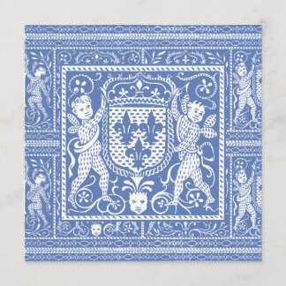 Invitación Azul del renacimiento medieval y blanco elegantes