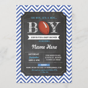 Invitación azul del rugbi de Baby Shower del