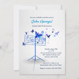 Invitación azul del stand de música