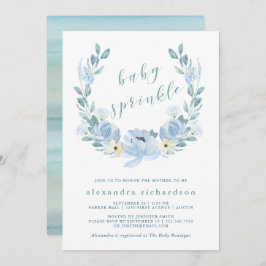 Invitación Azul delgado | Agua Floral Bebé Sprinkle