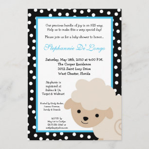 invitación azul dulce de Baby Shower de las ovejas