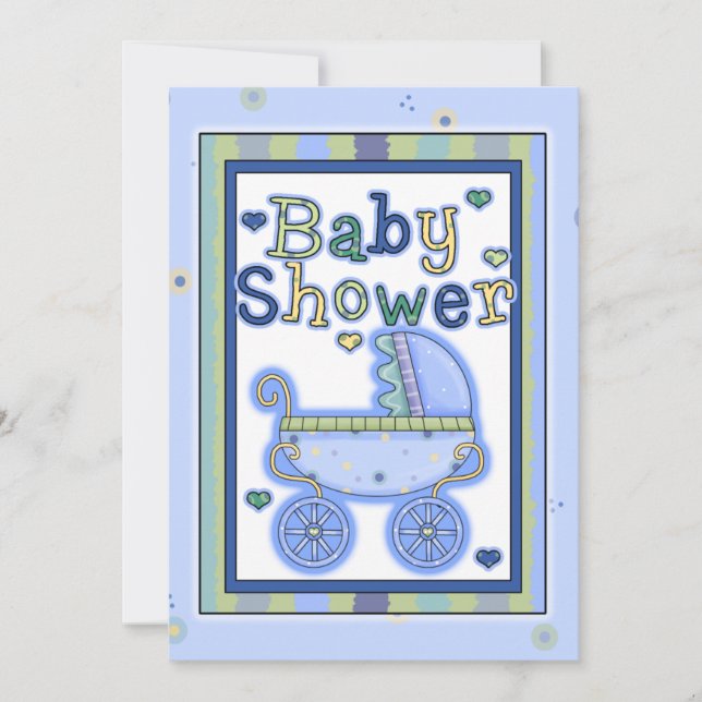Invitación azul dulce de la ducha del bebé del (Anverso)