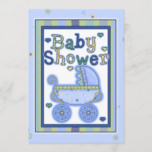 Invitación azul dulce de la ducha del bebé del