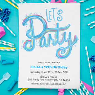 Invitación Azul eléctrico vamos Fiesta