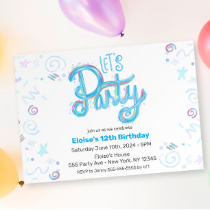 Invitación Azul eléctrico vamos Fiesta
