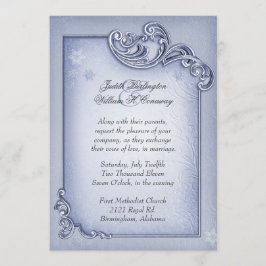 Invitación azul elegante de la boda del invierno
