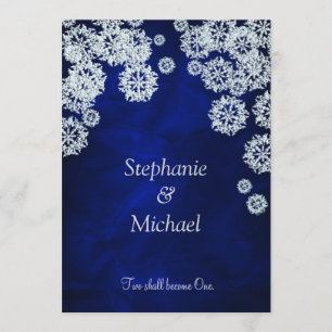 Invitación azul elegante de la boda del invierno