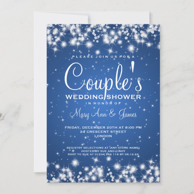 Invitación Azul elegante de la chispa del invierno de la (Anverso)