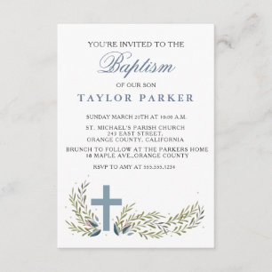 Invitación azul elegante del bautismo/del bautizo
