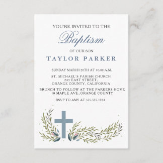 Invitación azul elegante del bautismo/del bautizo