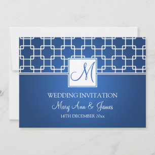 Invitación Azul elegante del modelo del enrejado del