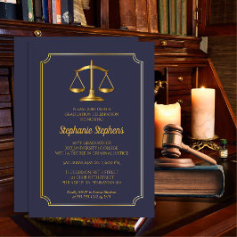 Invitación Azul elegante | Partido de Graduación de Abogados
