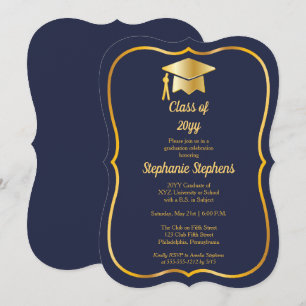 Invitación Azul elegante Partido de Graduación de los Campo