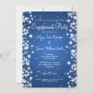 Invitación Azul espumoso de invierno de la fiesta de compromi