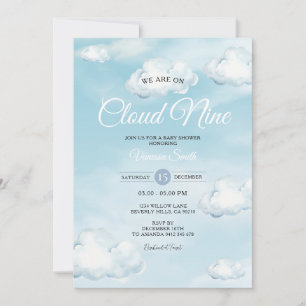 Invitación Azul Estamos En La Nube Nueve Azul Fiesta De Bebé