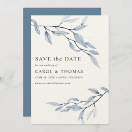 Invitación Azul Etéreo | chic VERTICAL save the date